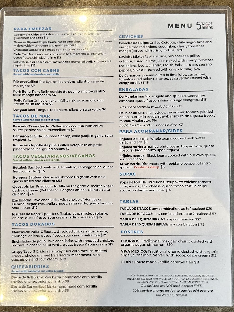 Menu 5 Tacos And Beers Berkeley-2