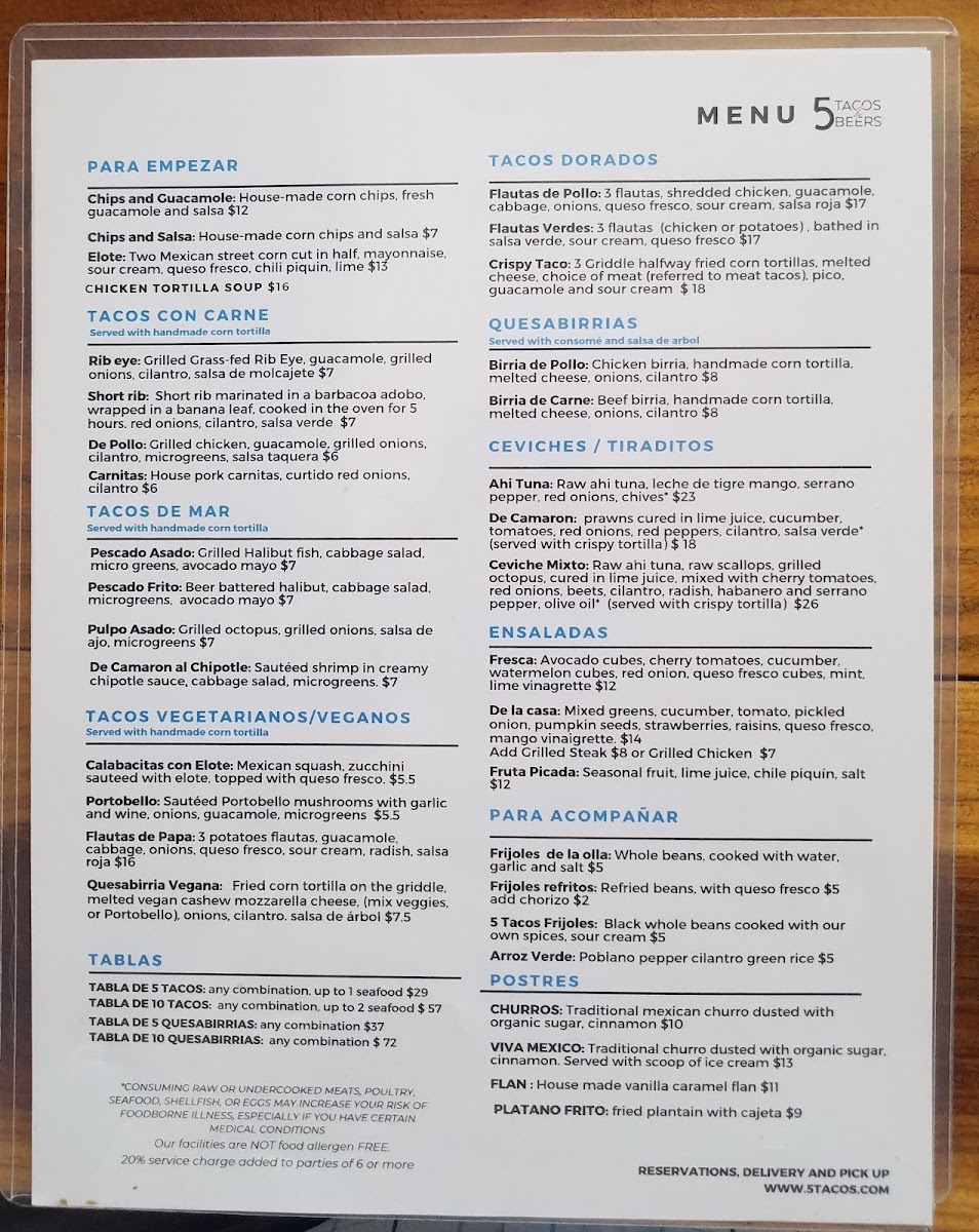 Menu 5 Tacos And Beers Berkeley-6