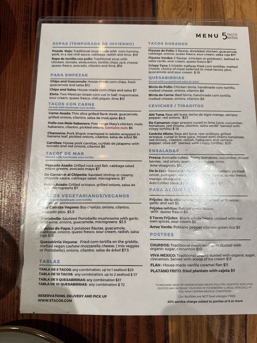 Menu 5 Tacos And Beers Berkeley-7